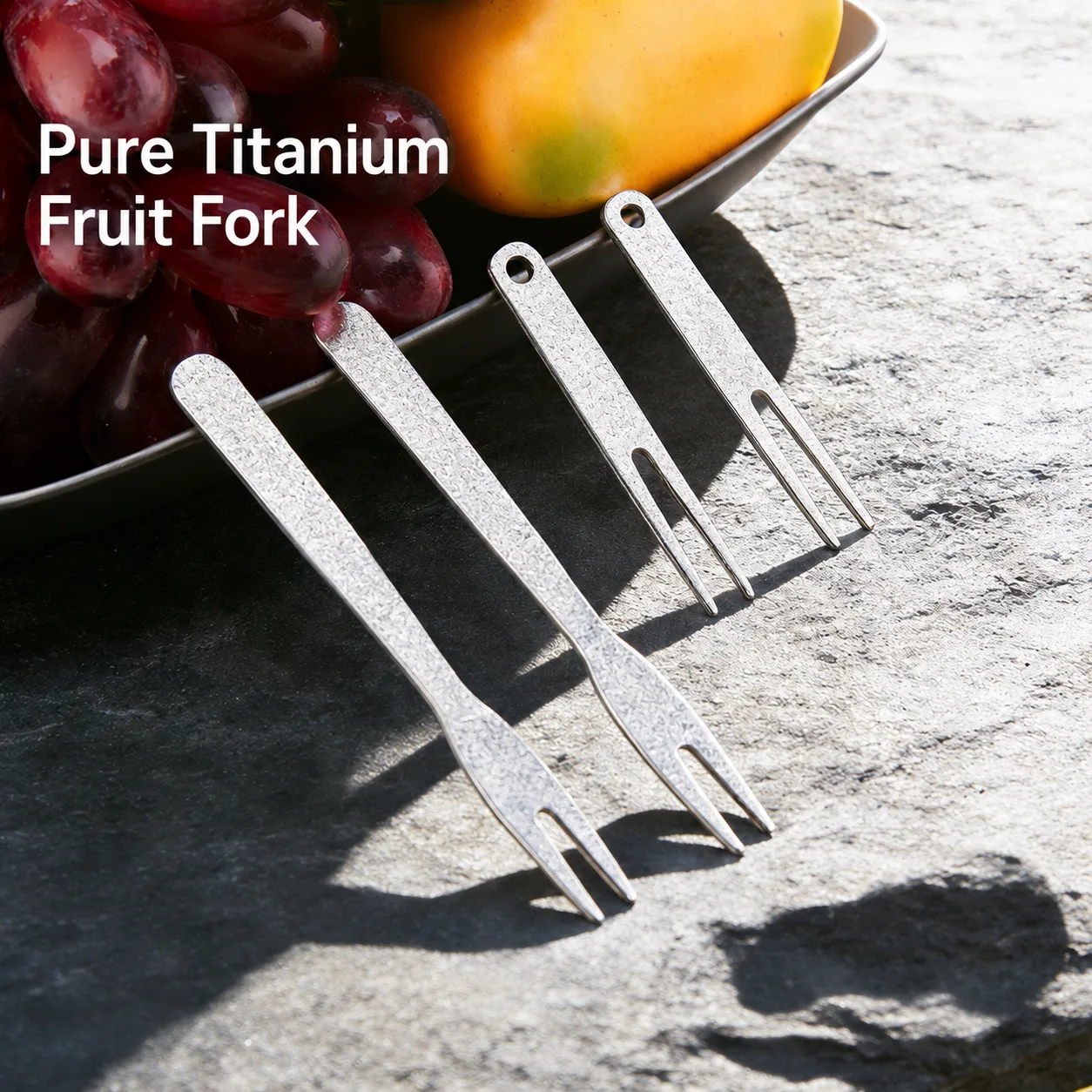 Raw matte sandblasted surface finish on custom titanium utensils