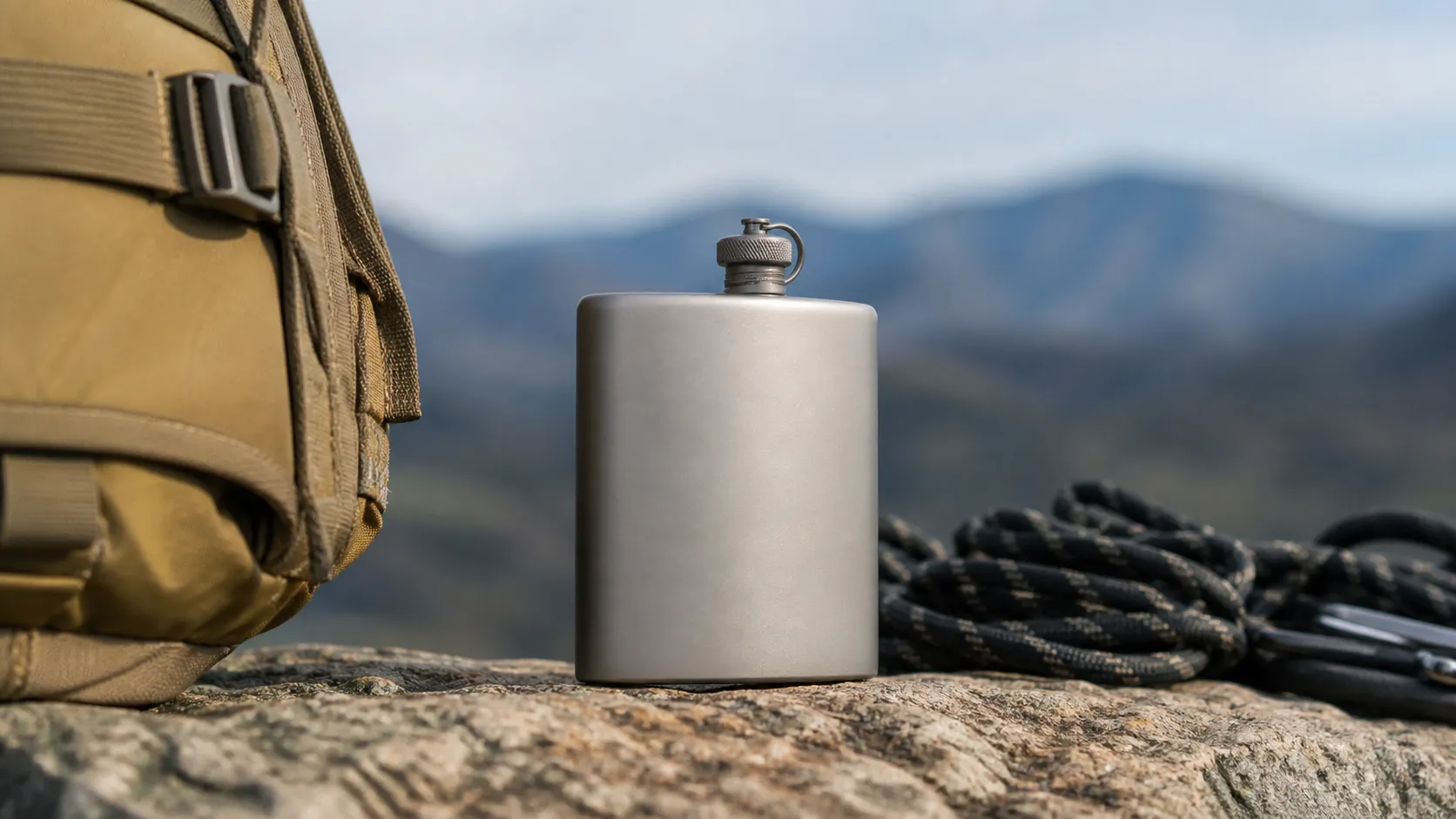 180ml Pure Titanium Hip Flask Double Convex Outdoor Flask