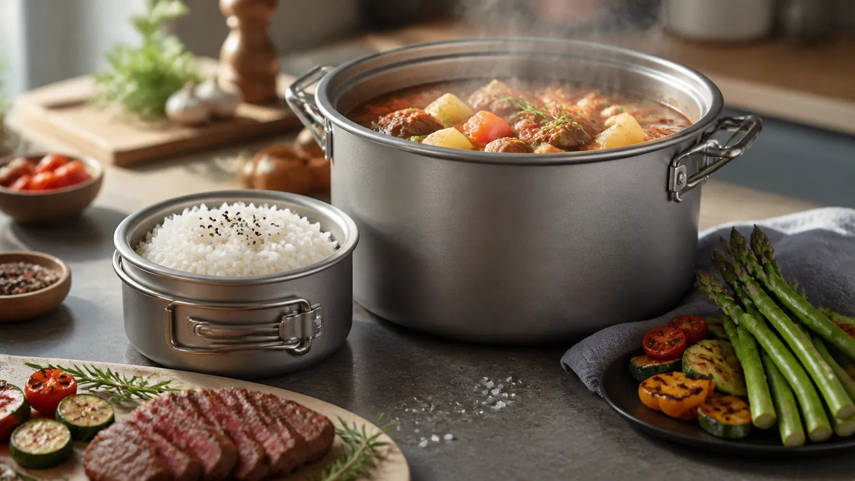 Pure Titanium Camping Cooking Pot 5.5L for 5 to 8 People