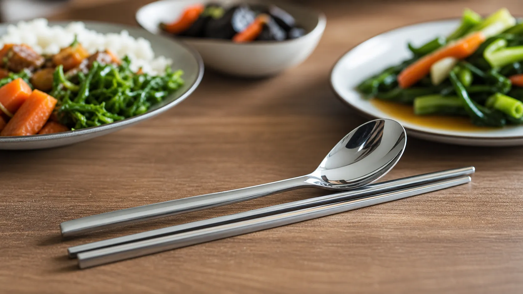 Pure Titanium Mirror Polished Spoon and Chopsticks Set