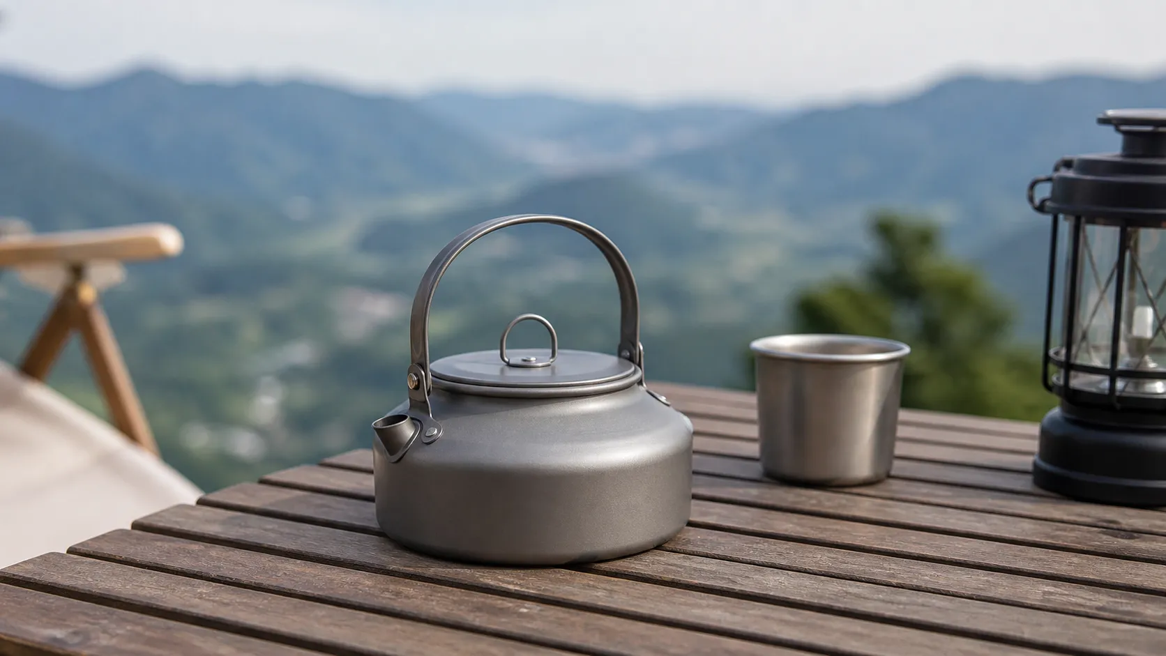Pure Titanium Camping Kettle 600ml 1000ml Portable Boiling P