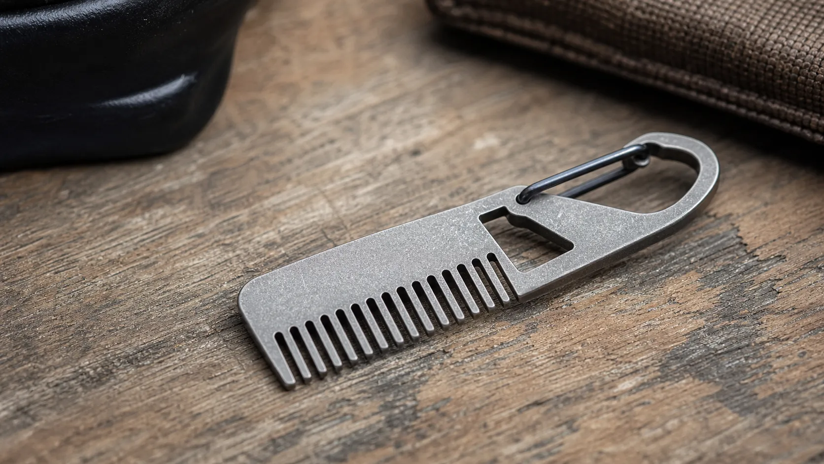 Stone Washed Titanium Carabiner Comb for Camping Travel