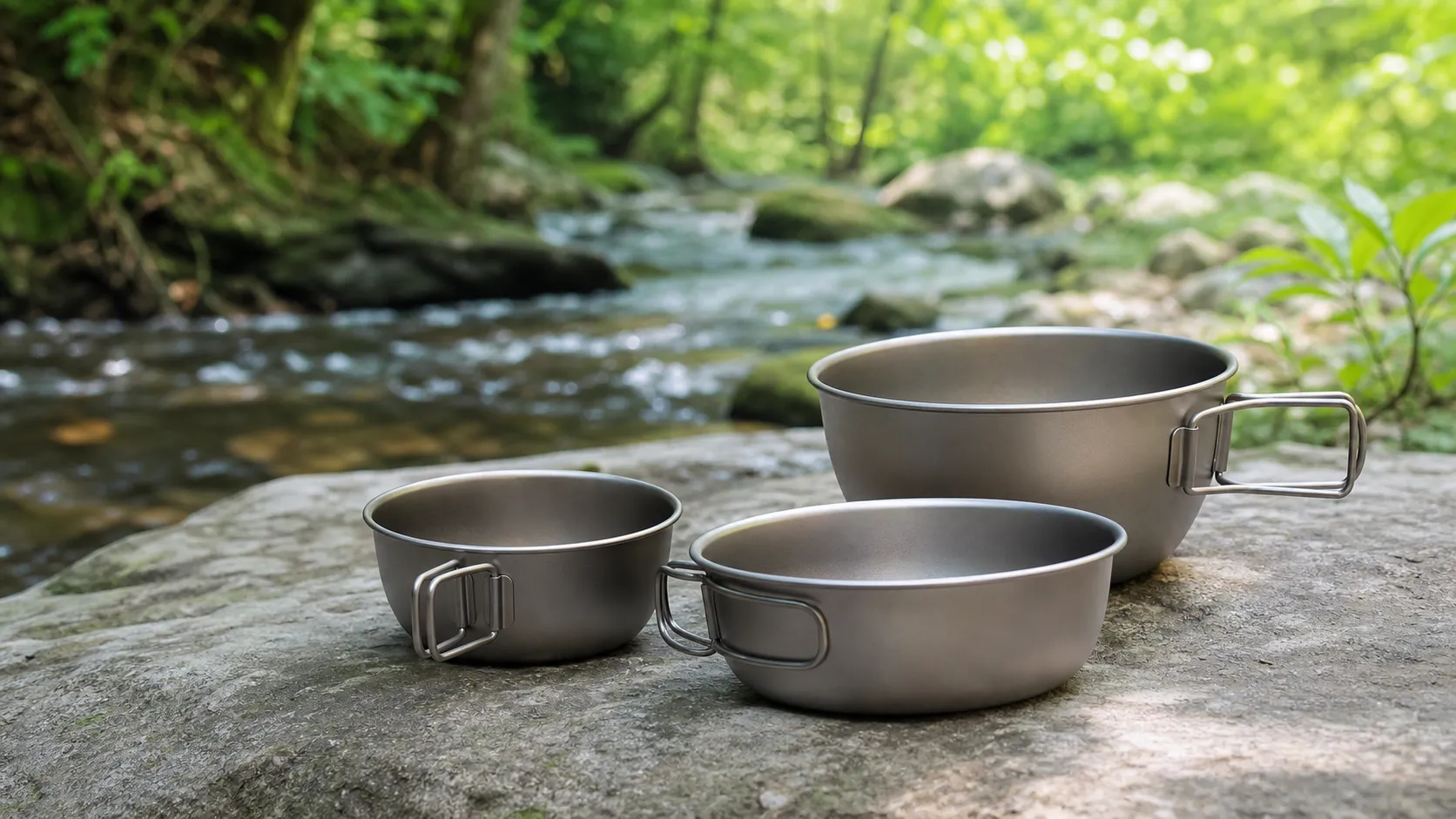 Pure Titanium Camping Mug Bowl with Lid 450ml to 1000ml
